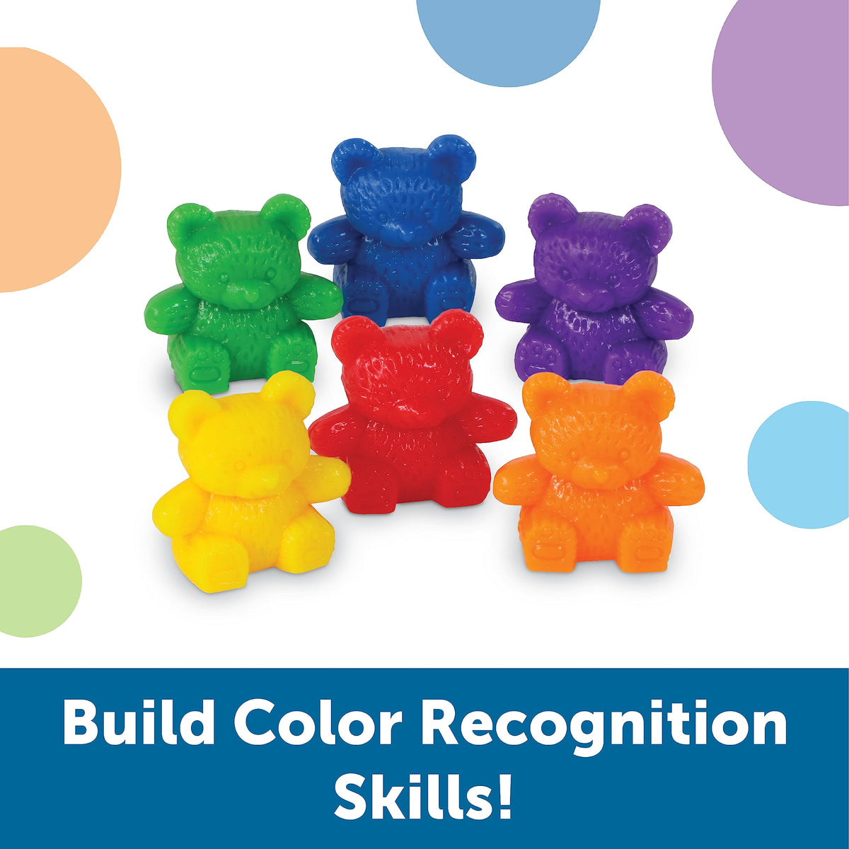 Toddler sorting colorful Learning Resources bear counters into groups by color