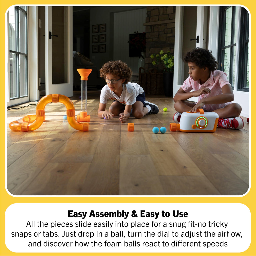 Twenty piece lightweight foam spheres collection designed for the original air powered building toy.