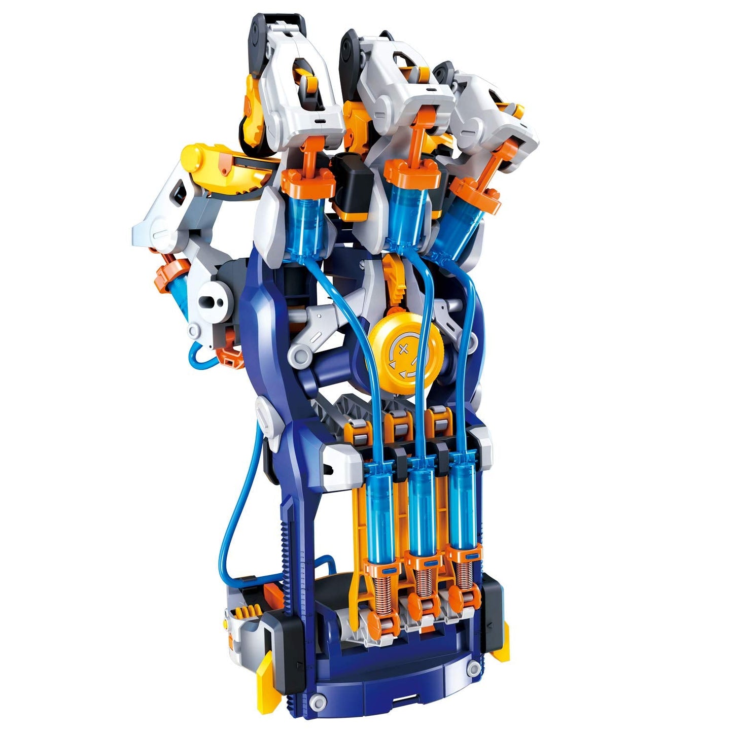 Forty-page full-color instruction manual showing step-by-step science experiments for the hydraulic hand kit