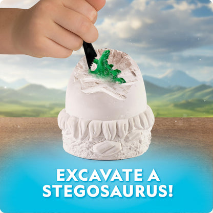 Assembled Stegosaurus skeleton model extracted from the excavation brick