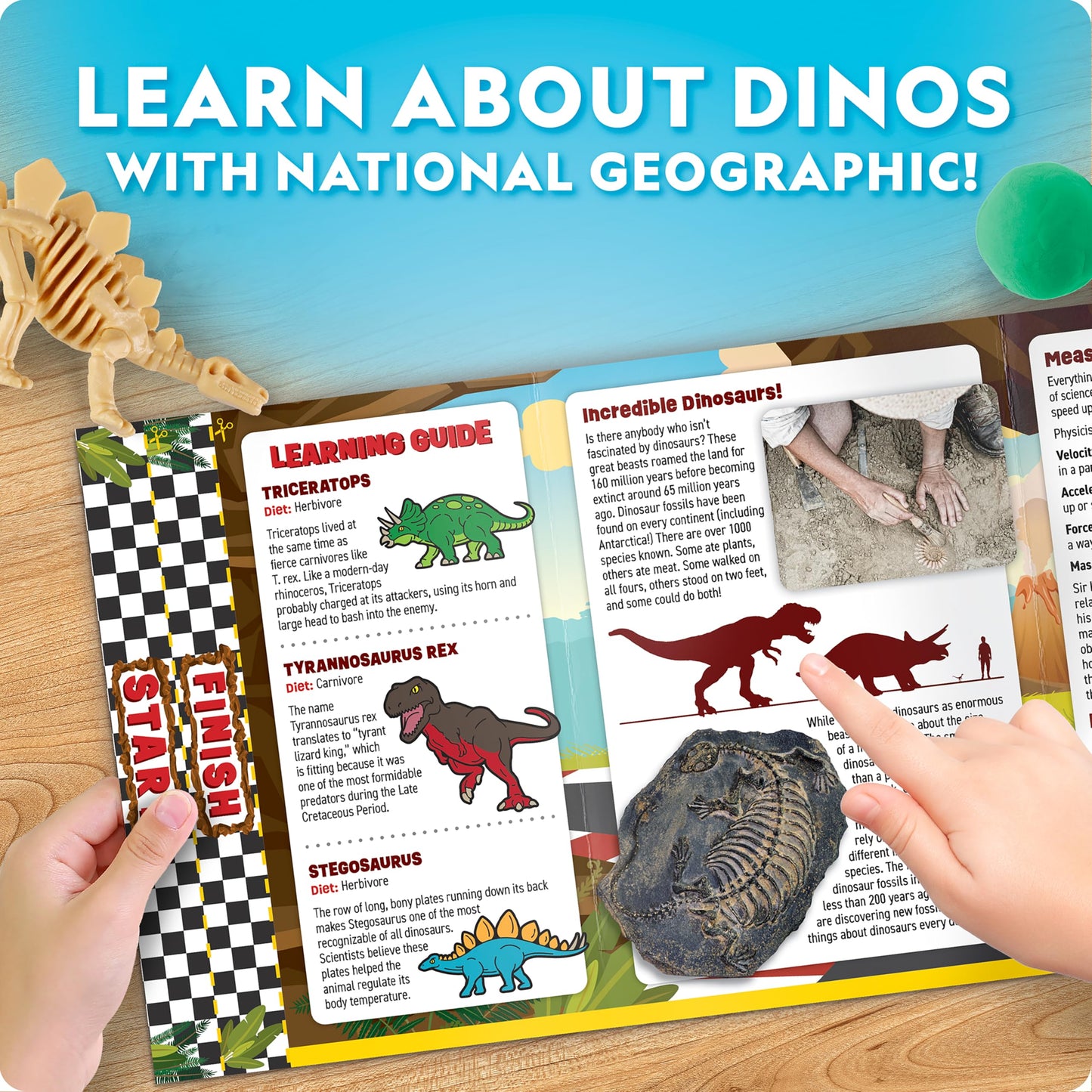 Illustrated National Geographic educational learning guide showcasing prehistoric facts
