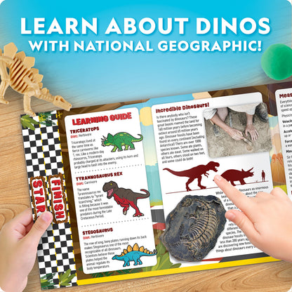 Illustrated National Geographic educational learning guide showcasing prehistoric facts