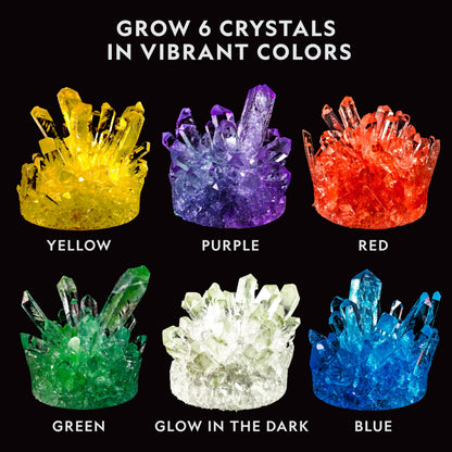 Four authentic gemstone specimens including rose quartz and fluorite spread next to the learning guide