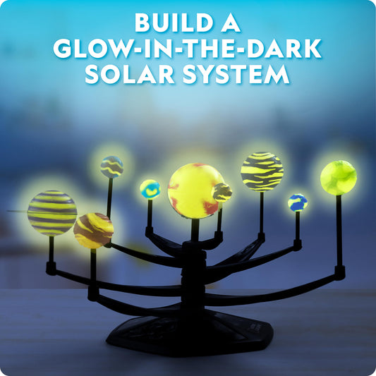 Assembled three dimensional planetary model with movable arms and central sun base
