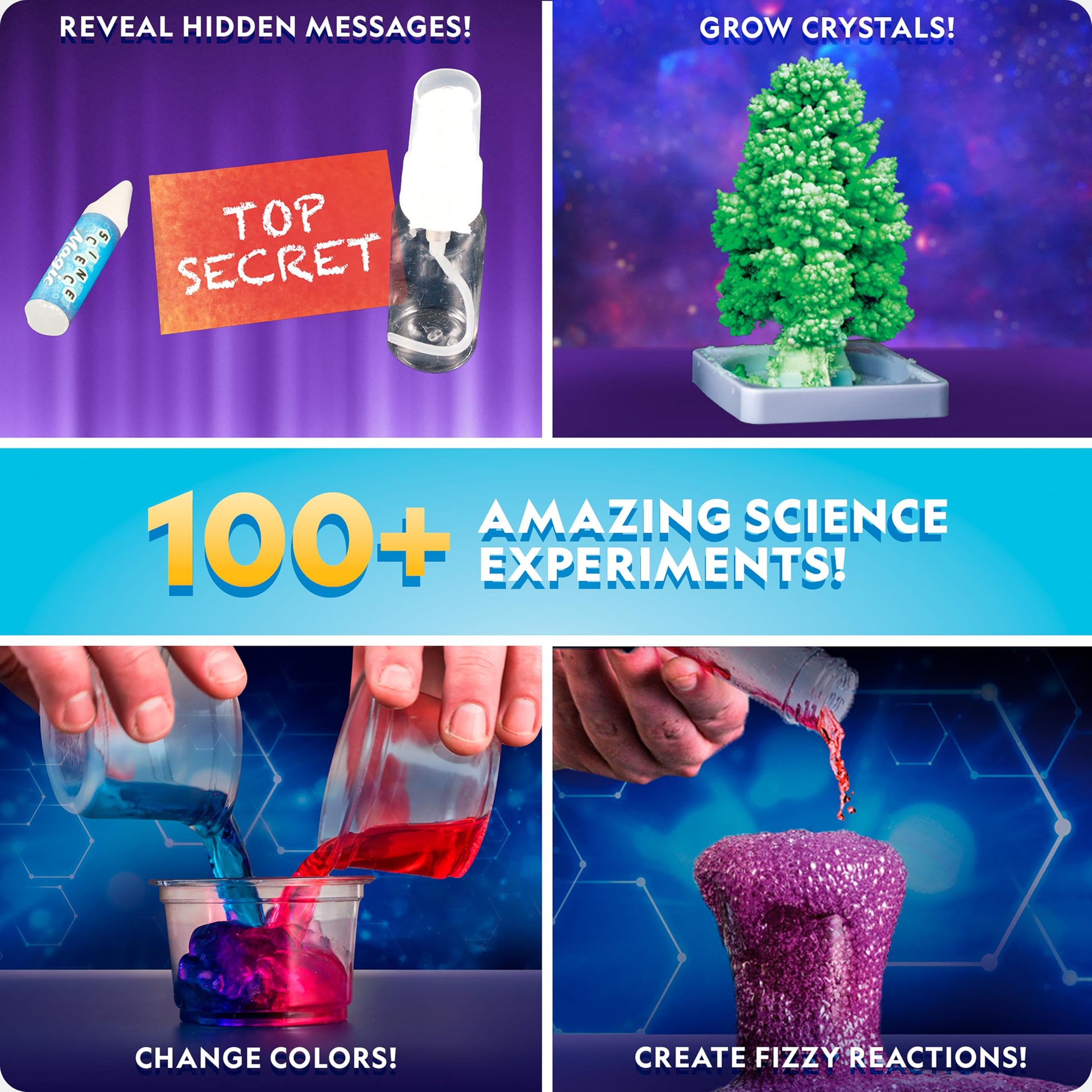 National Geographic Mega Science Series kit contents including real lab test tubes and beakers.