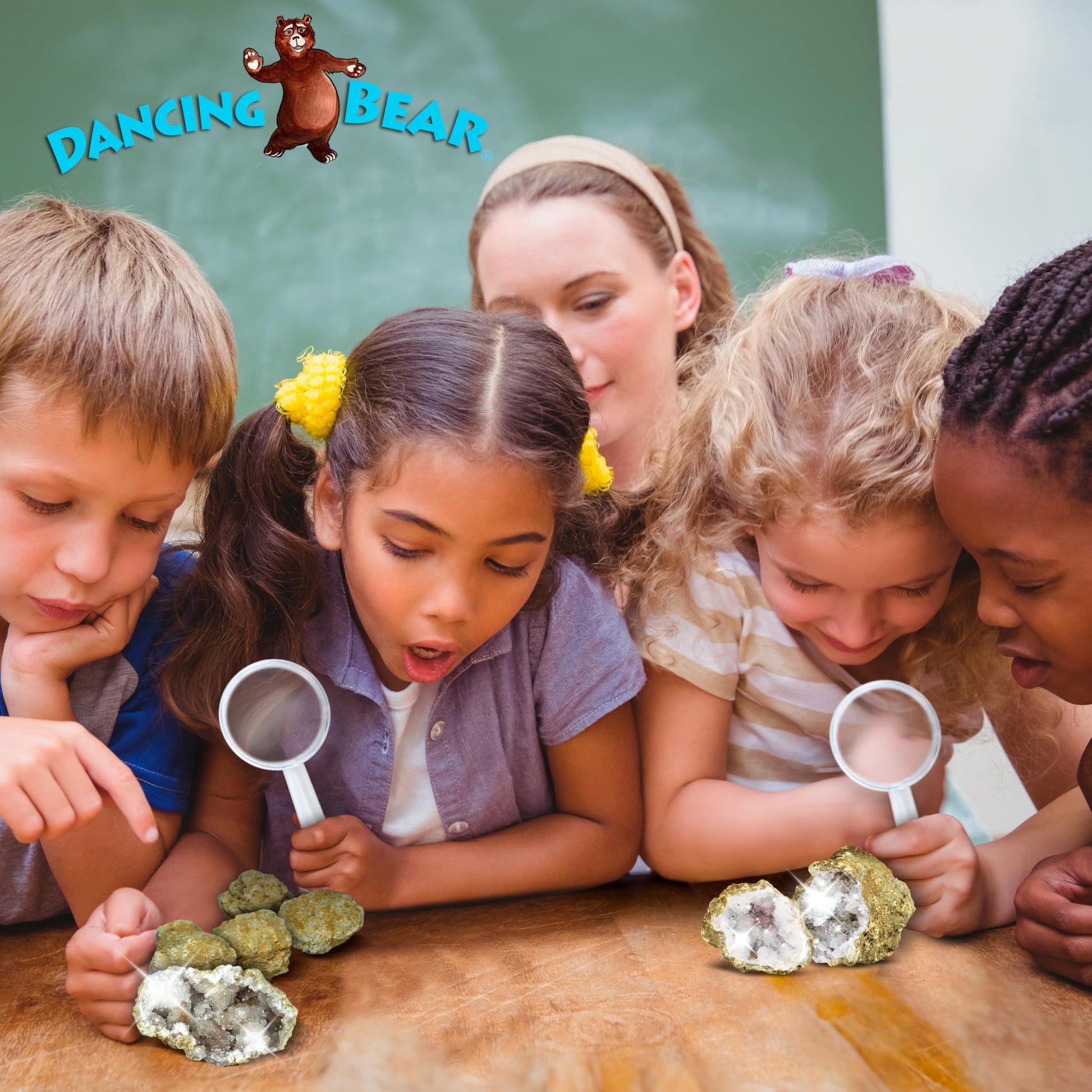 Educational instruction sheet included inside the Dancing Bear 25 Break Your Own Geodes box.