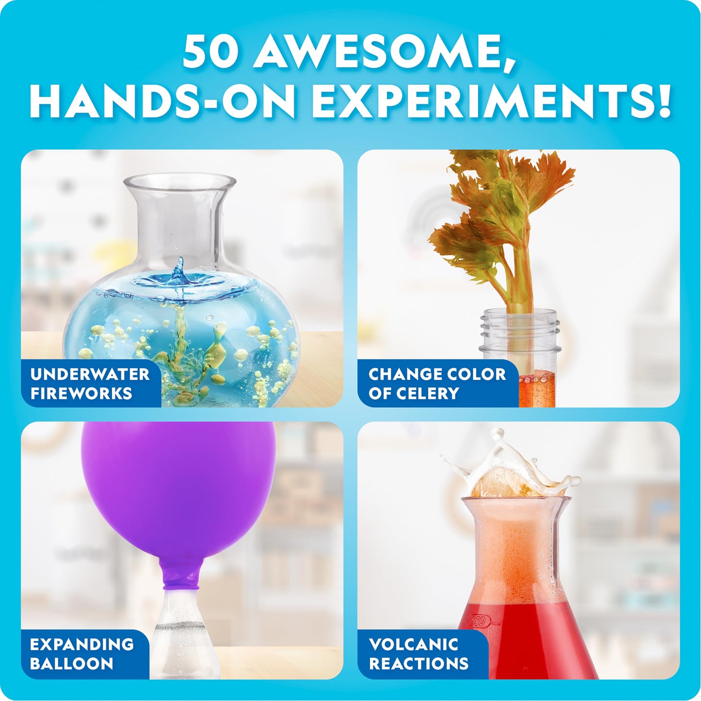 Beautifully illustrated instruction manual included in the Blue Marble early learning science lab kit.