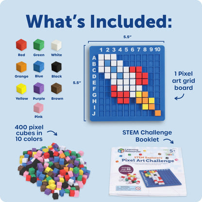Overview of all components including four hundred pieces, grid base, and booklet spread out neatly.