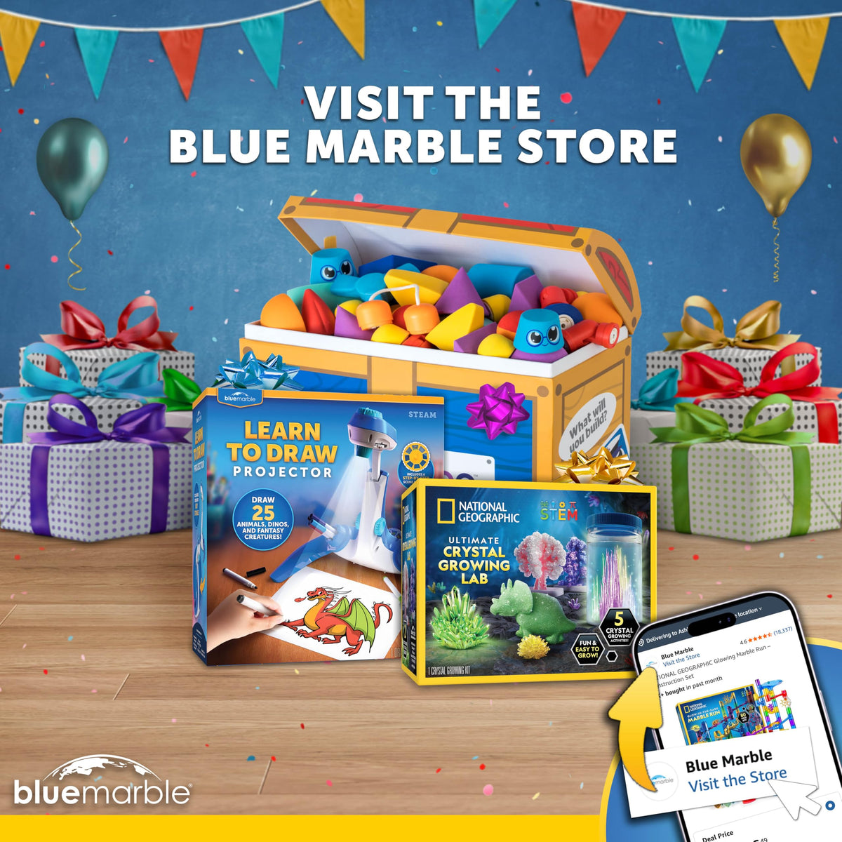 Complete contents of the Blue Marble dinosaur habitat kit displayed on a table