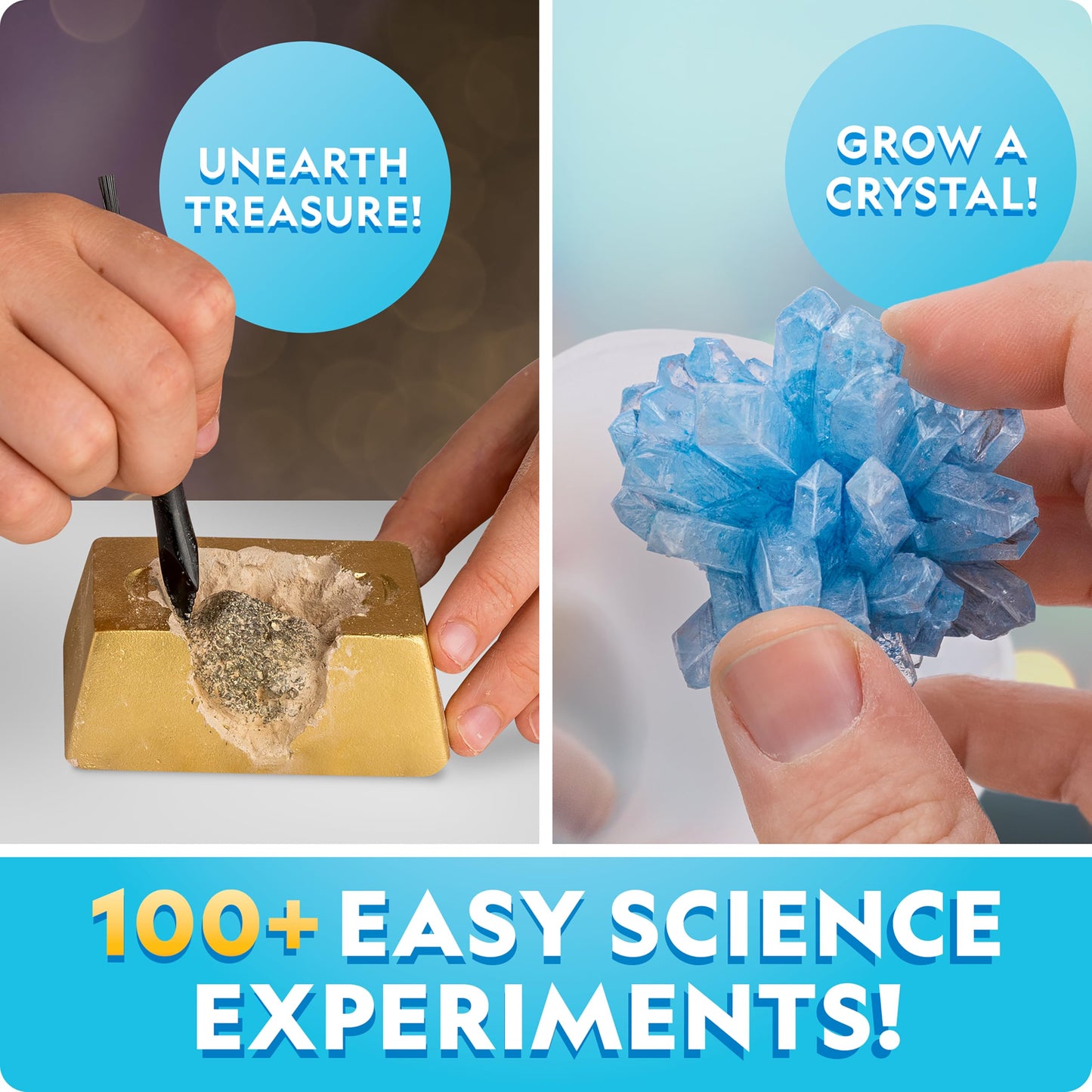 Authentic rock collection specimens included in the National Geographic Earth Science Kit displayed neatly.