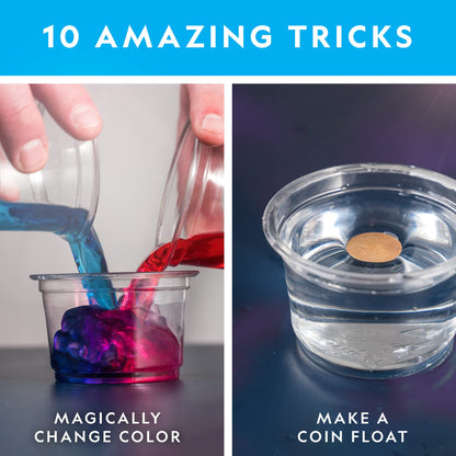 Young boy wearing white cotton gloves using a pipette with the Blue Marble chemistry set