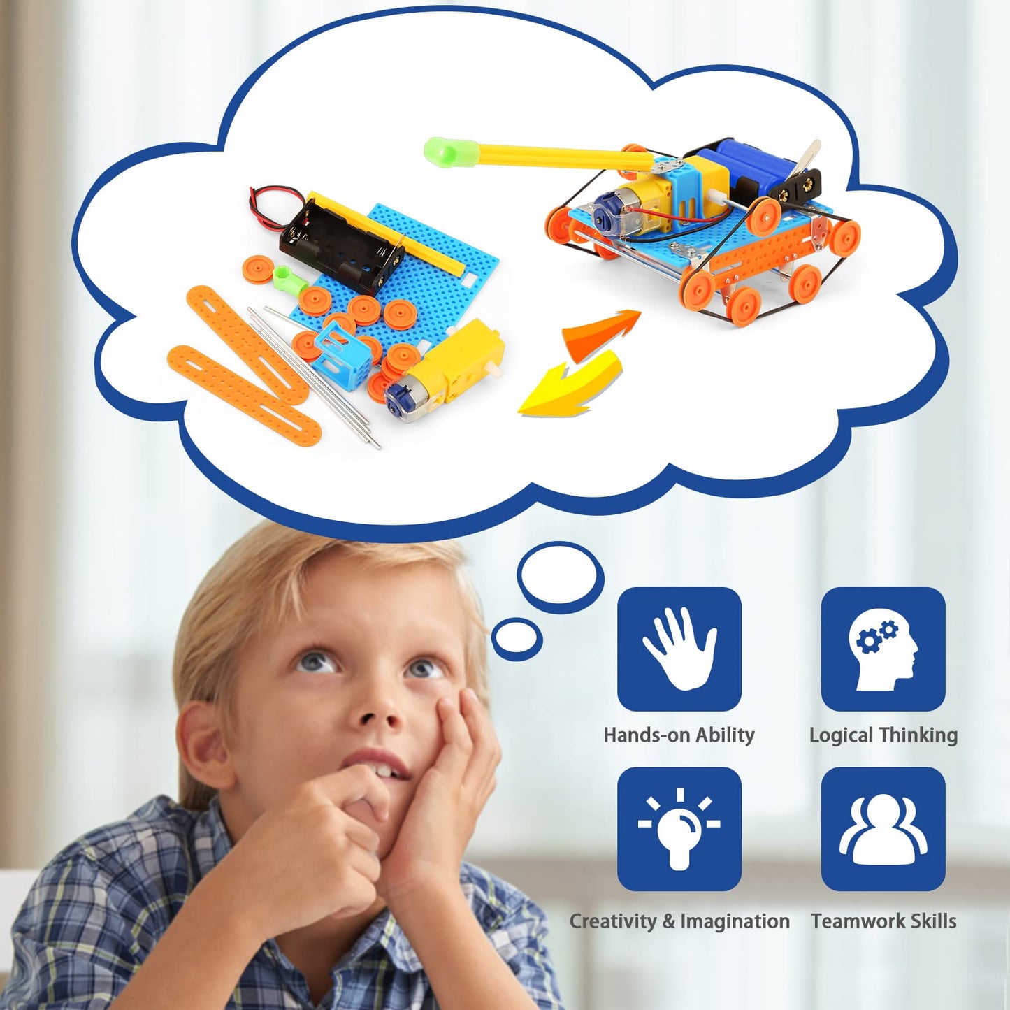 Obstacle avoidance robot model built from plastic and electronic parts included in the set