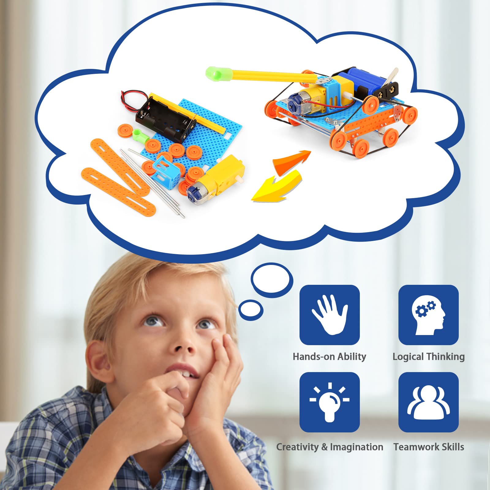Obstacle avoidance robot model built from plastic and electronic parts included in the set