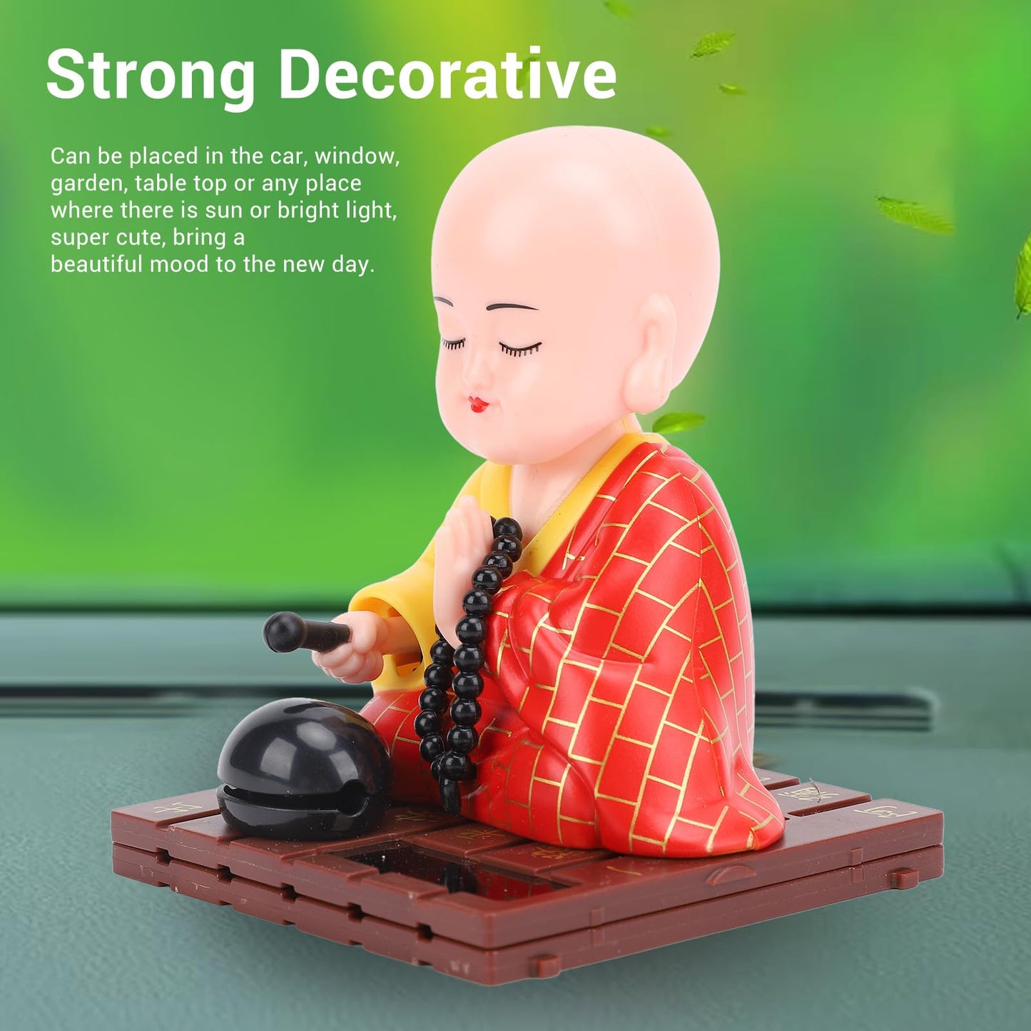 Tyenaza Lucky Decor Monk Figurine sitting pose showing light sensor mechanism.