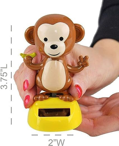 Close up of the built-in solar panel on the dancing monkey figure