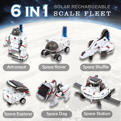 Six different space robot models assembled from the educational science kit