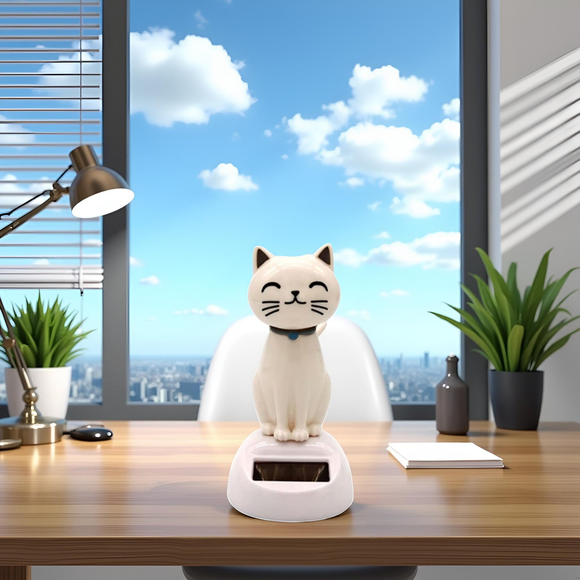 YuanHolumid battery free solar shaking cat ornament moving in natural windowsill light
