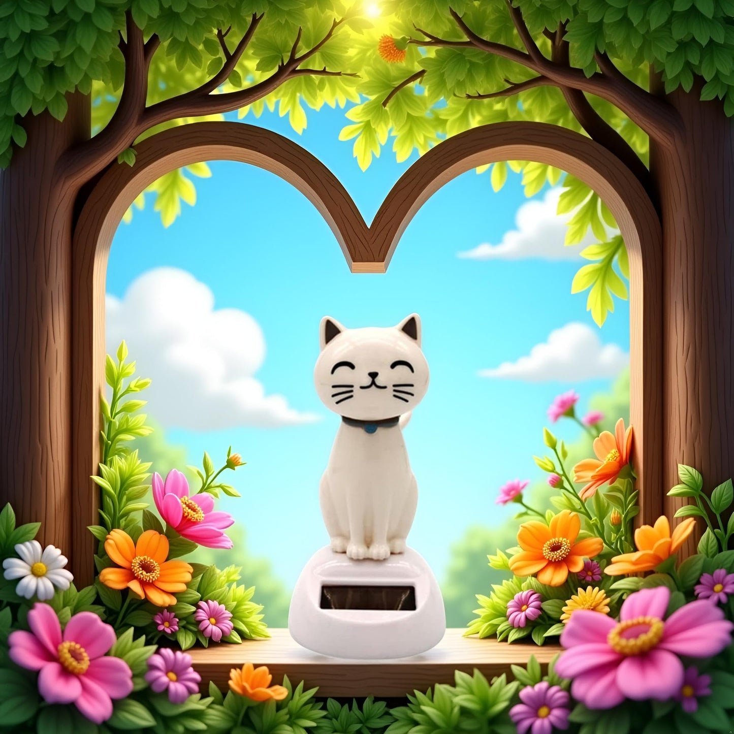 YuanHolumid white cat solar dancing toy showing durable ABS plastic construction material