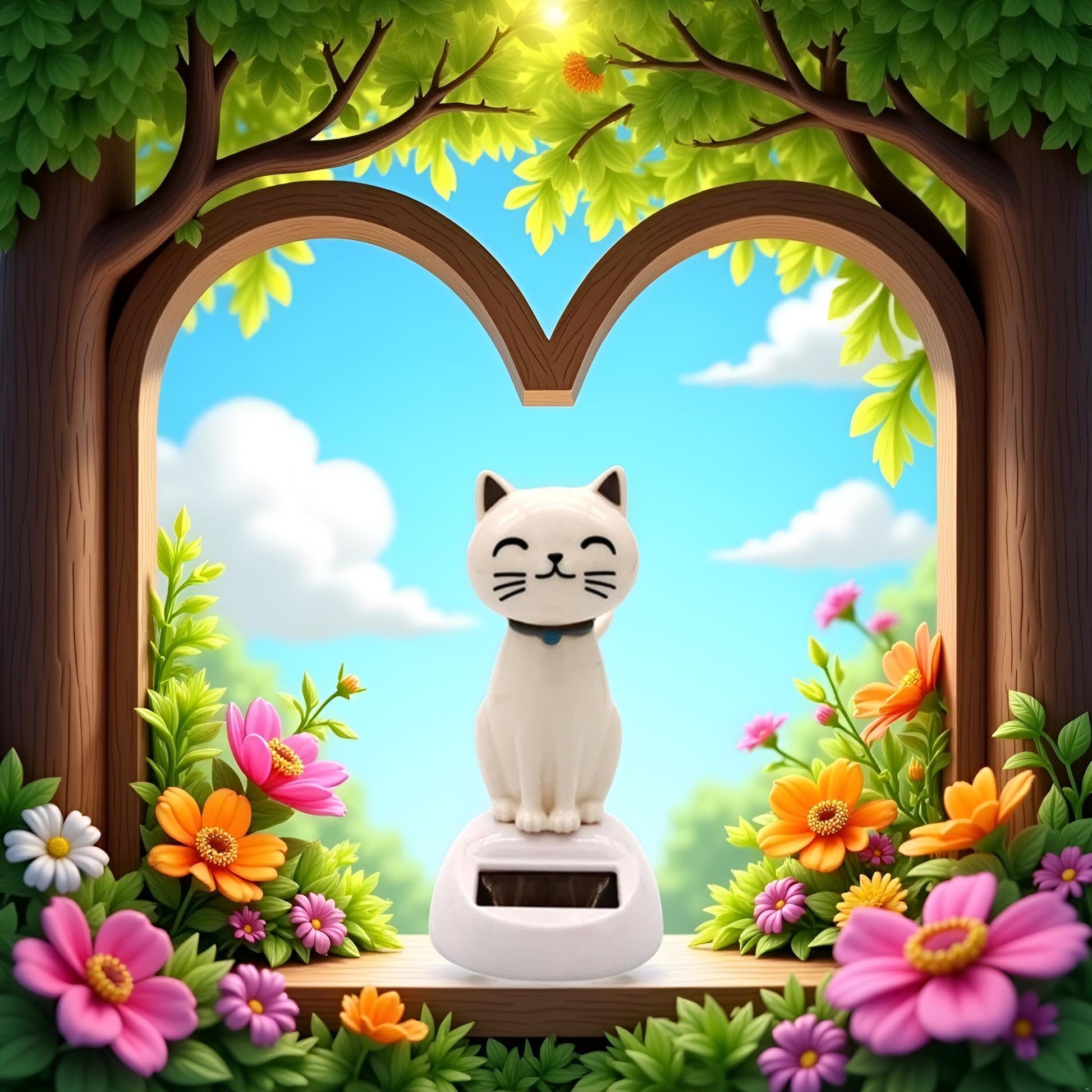 YuanHolumid white cat solar dancing toy showing durable ABS plastic construction material