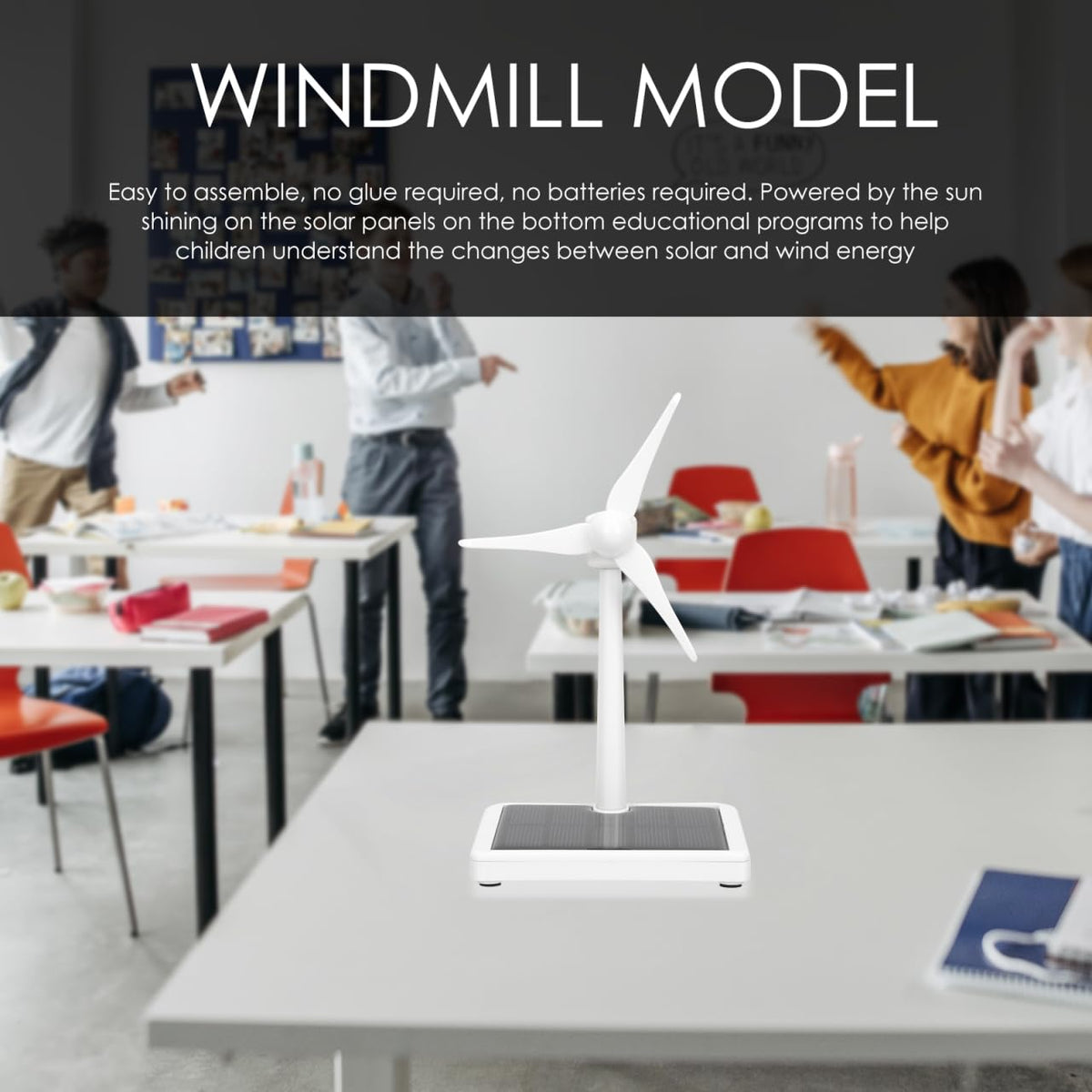 Side profile of Kisangel renewable energy teaching tool showing the connection rod setup
