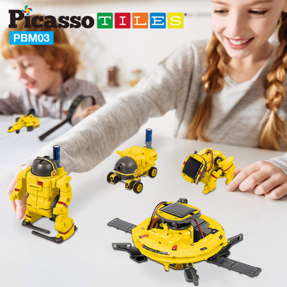 Children collaborating to assemble the PicassoTiles Mars rover building toy