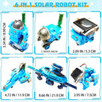 Educational science kit for kids featuring blue modular robotic pieces and miniature electric motor.
