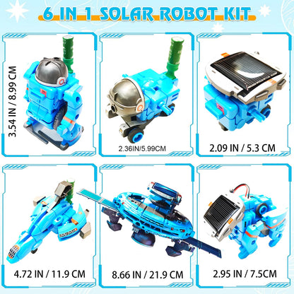 Educational science kit for kids featuring blue modular robotic pieces and miniature electric motor.