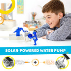 Close up view of the solar panel and gear assembly components of the 4M hybrid water pump