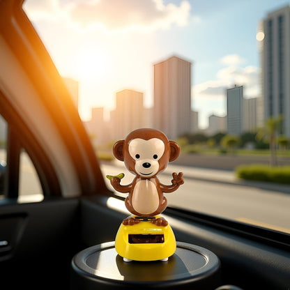 Whimsical moving monkey car interior styling accessory item setup