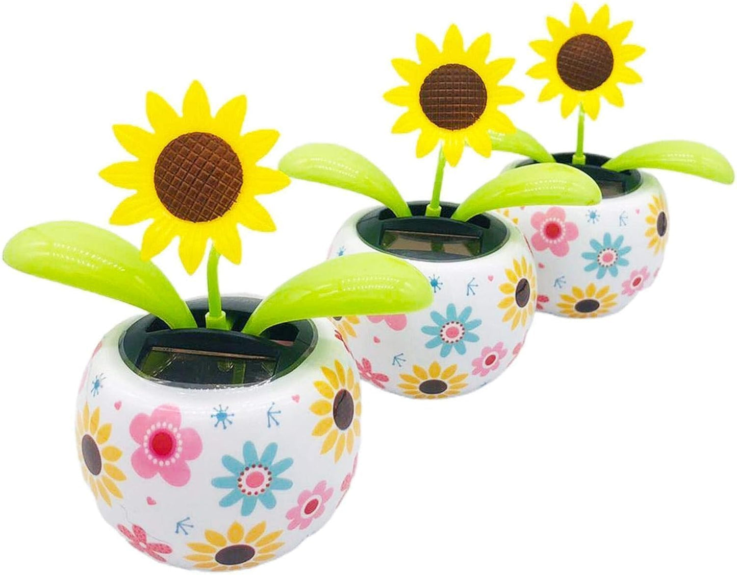JJLFresheners battery free solar sunflower bobblehead showcasing vibrant yellow petals