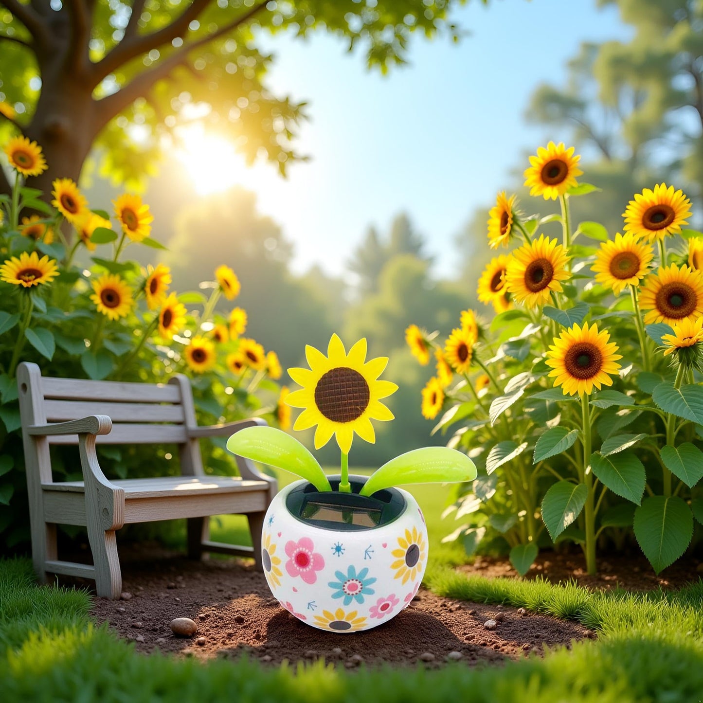 JJLFresheners kinetic solar dancing flower placed on a home windowsill catching sunlight