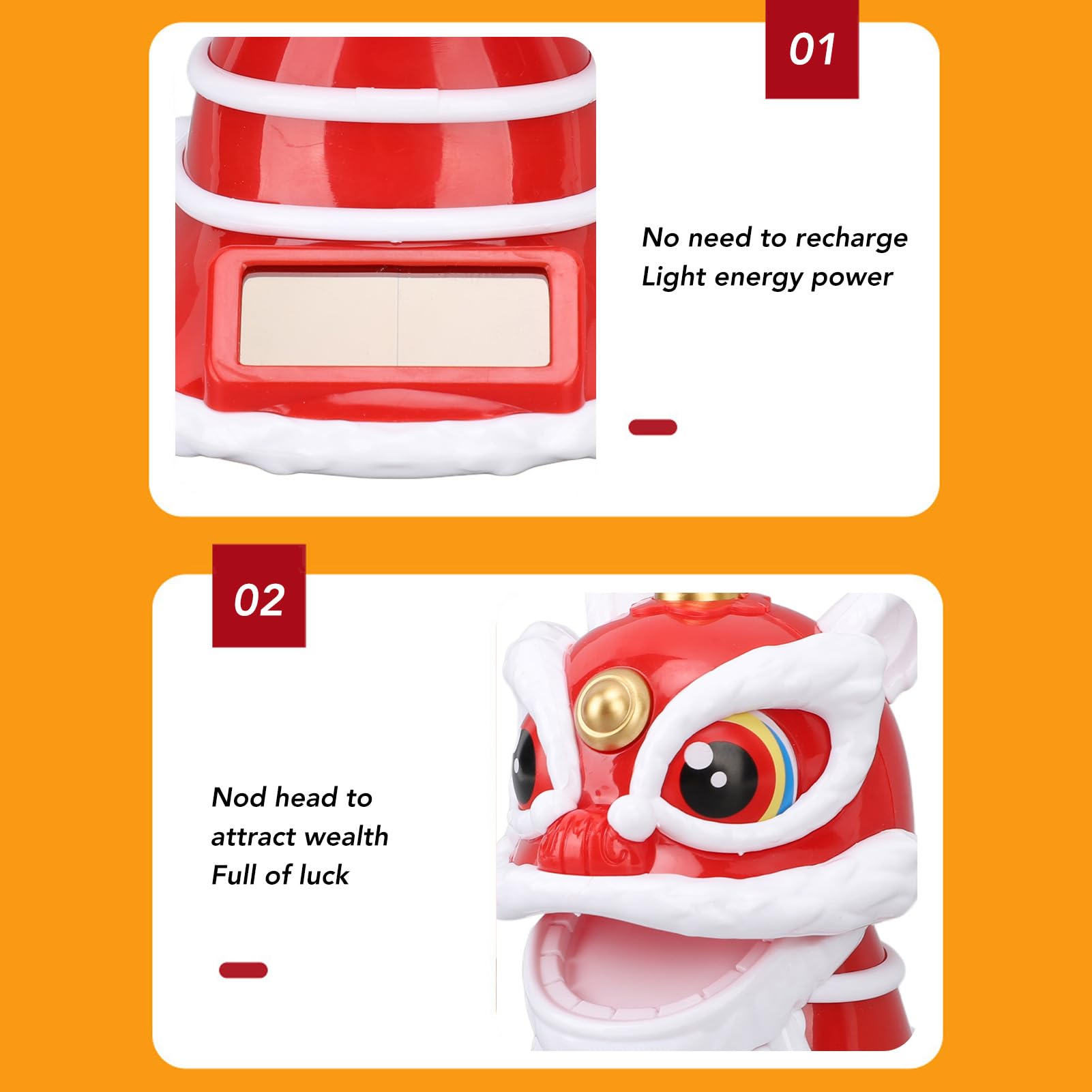 Jerliflyer authentic ABS material red dancing lion ornament close up view
