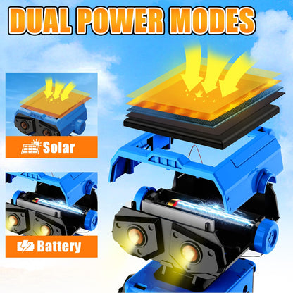 AESGOGO solar robotic building experiment kit displaying the 190 plastic pieces and internal gears