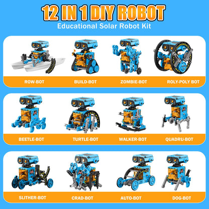Durable and non toxic ABS plastic building components spread out from the AESGOGO robotic set