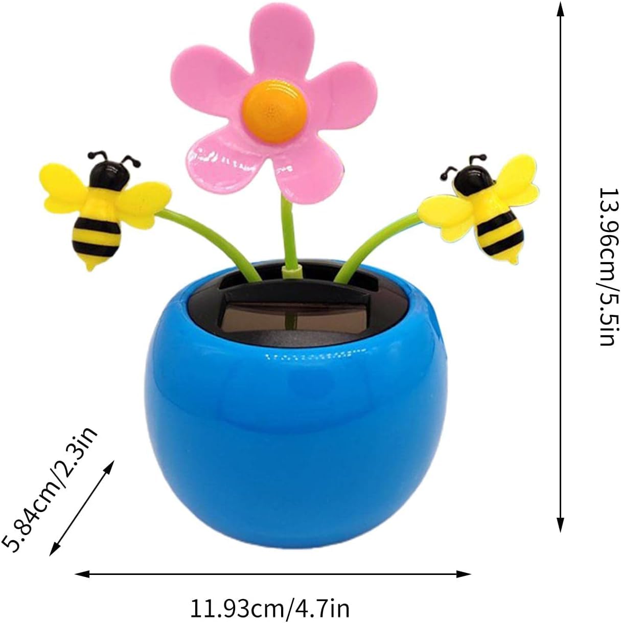 Solar powered dancing flower and bumblebees toy moving on a sunny windowsill