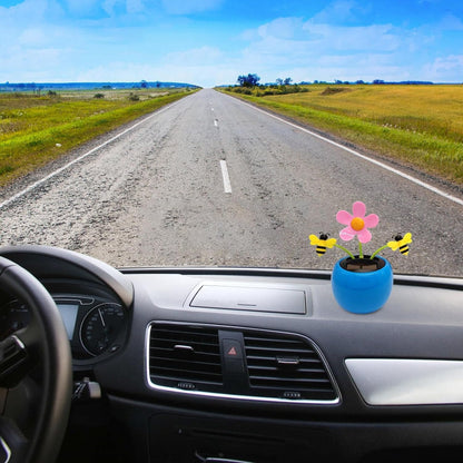 Ekakashop blue car dashboard decoration showing the integrated eco-friendly solar panel