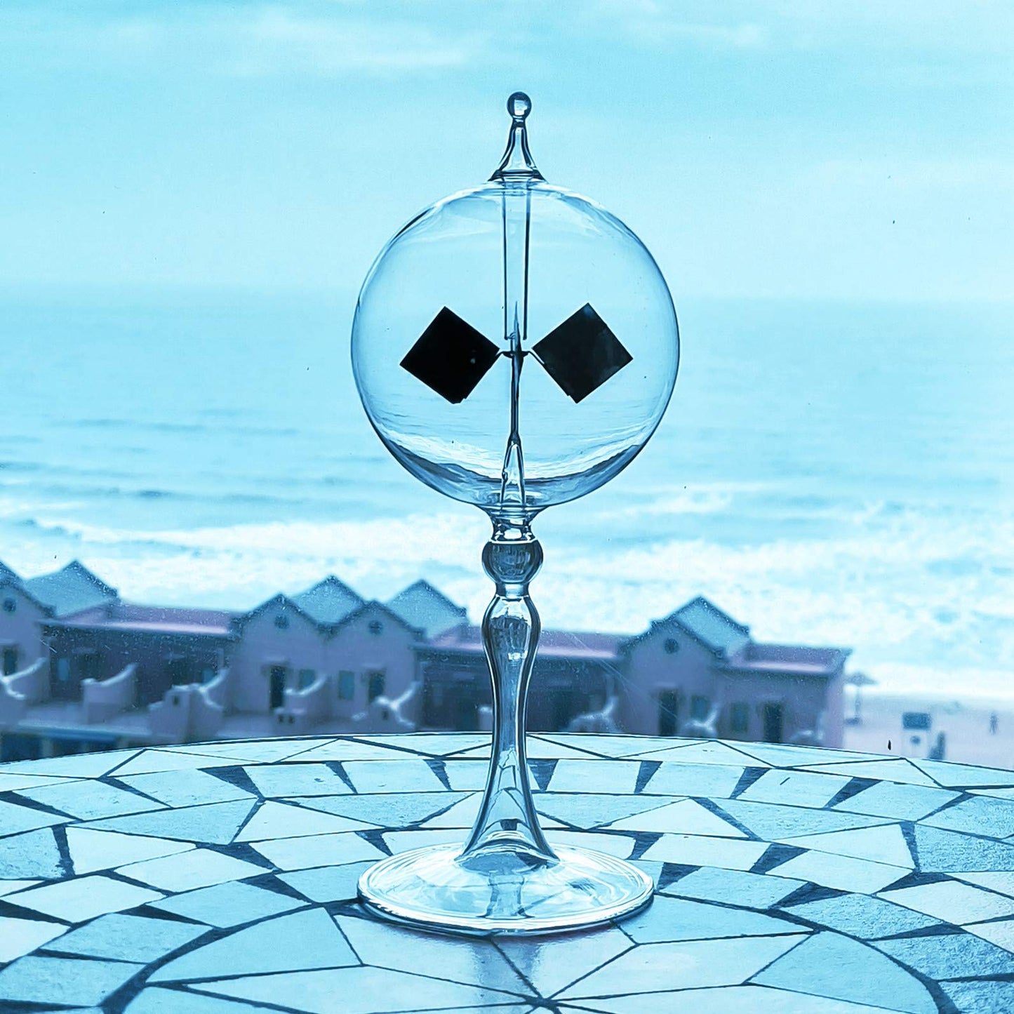 DORAMI light energy spinning vanes windmill decorative glass sculpture angle view