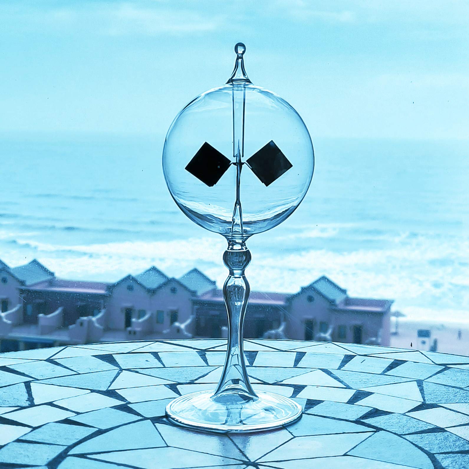 DORAMI light energy spinning vanes windmill decorative glass sculpture angle view
