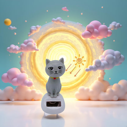 SquarezhenBo eco-friendly battery-free dancing cat ornament swaying under natural sunlight