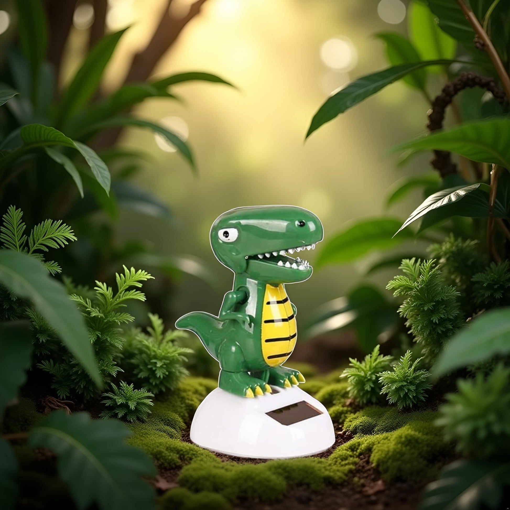 Juroicessry authentic imported solar dancing dinosaur packaging contents for home decoration.