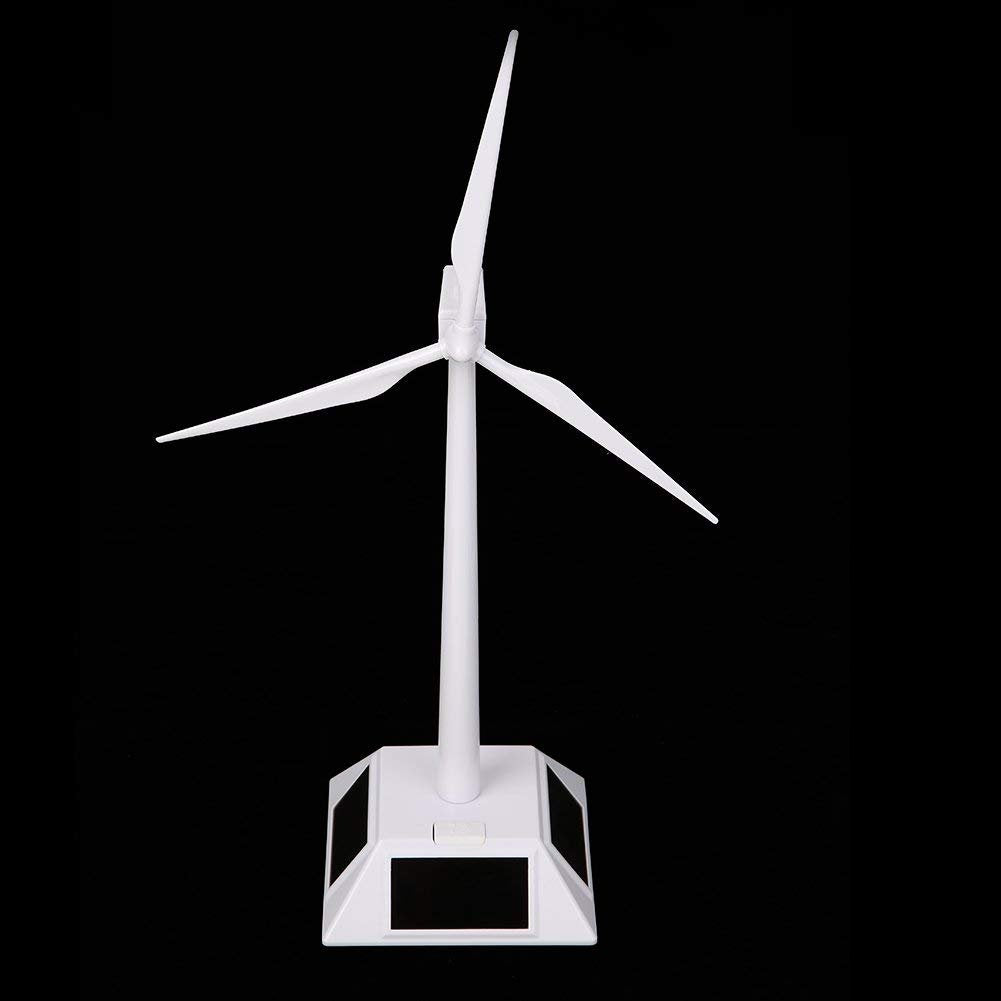 HUAWELL mini wind turbine desk toy angled view displaying the premium white ABS plastic body construction.