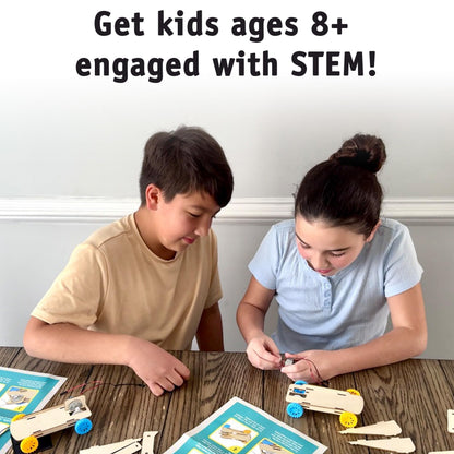 Ten individual STEM engineering kit packages laid out ready for school classroom distribution.