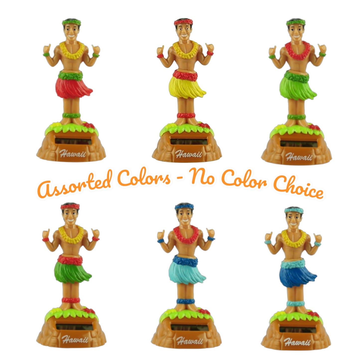 KC Hawaii eco-friendly solar powered male hula dancer dashboard accessory close-up.