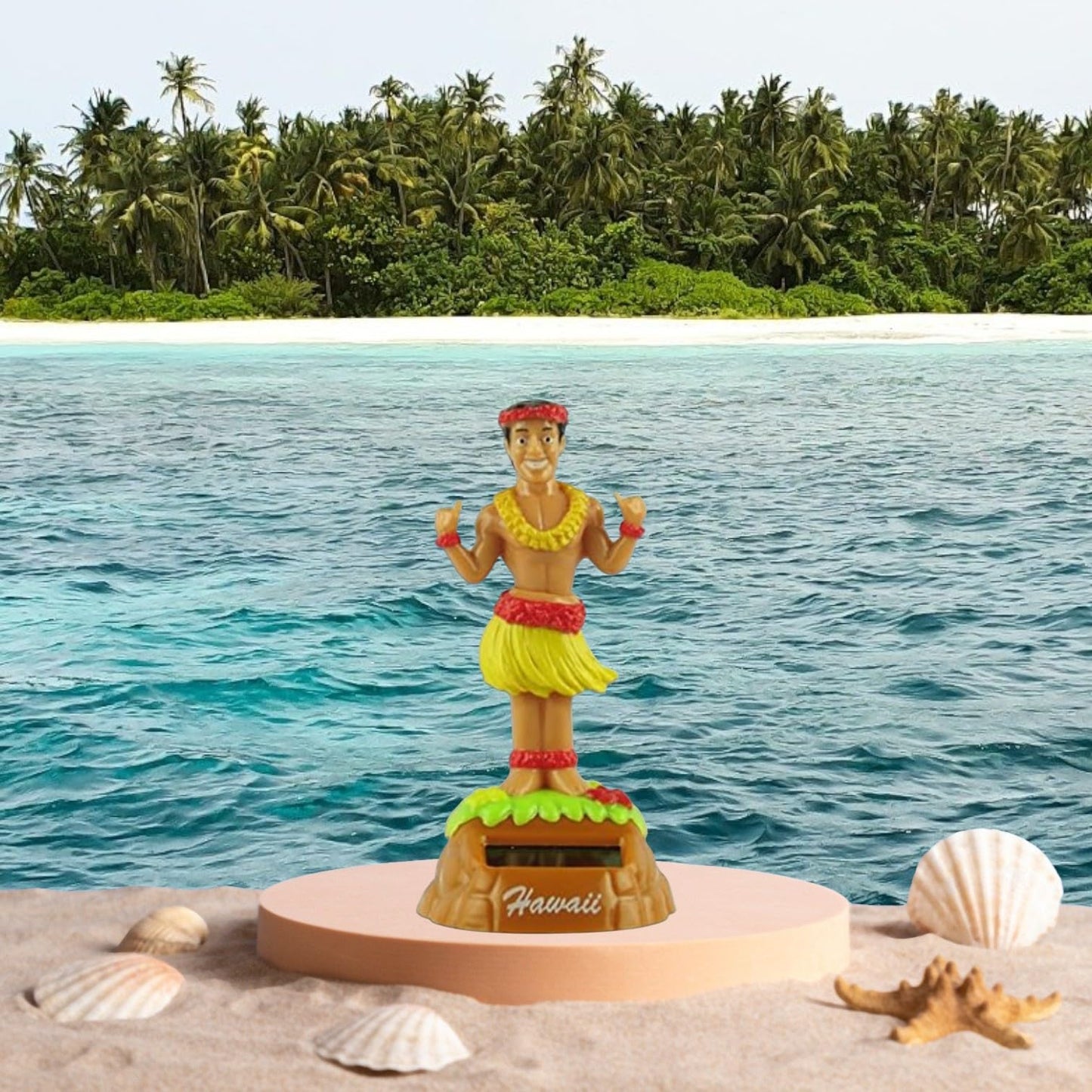KC Hawaii Shaka Kane solar doll with adhesive backing designed for automotive interior decoration.