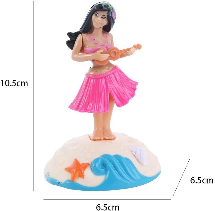 PurYupearl solar hula girl figurine showing integrated base solar panel details
