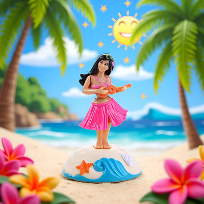 PurYupearl shaking head Hawaiian girl car decoration close up view