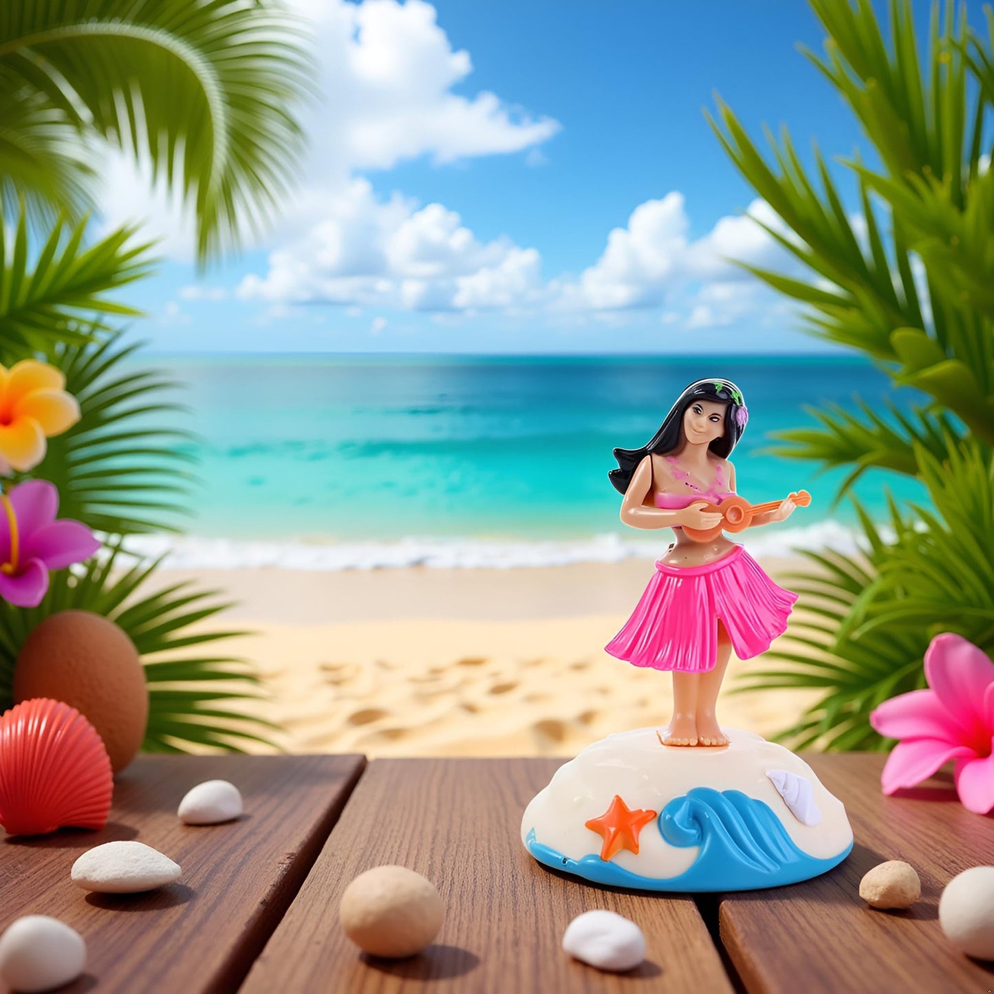 PurYupearl solar powered bobble head hula girl desktop ornament layout