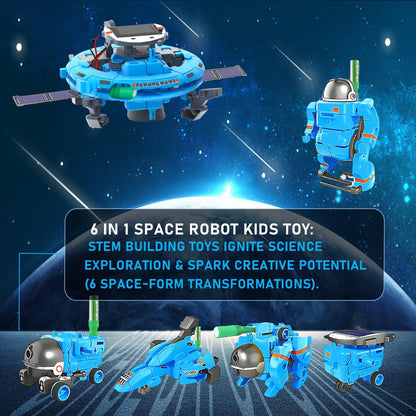 Hechify solar power building toy illustrating the Mars Rover model with its mechanical gear system and wheels exposed.
