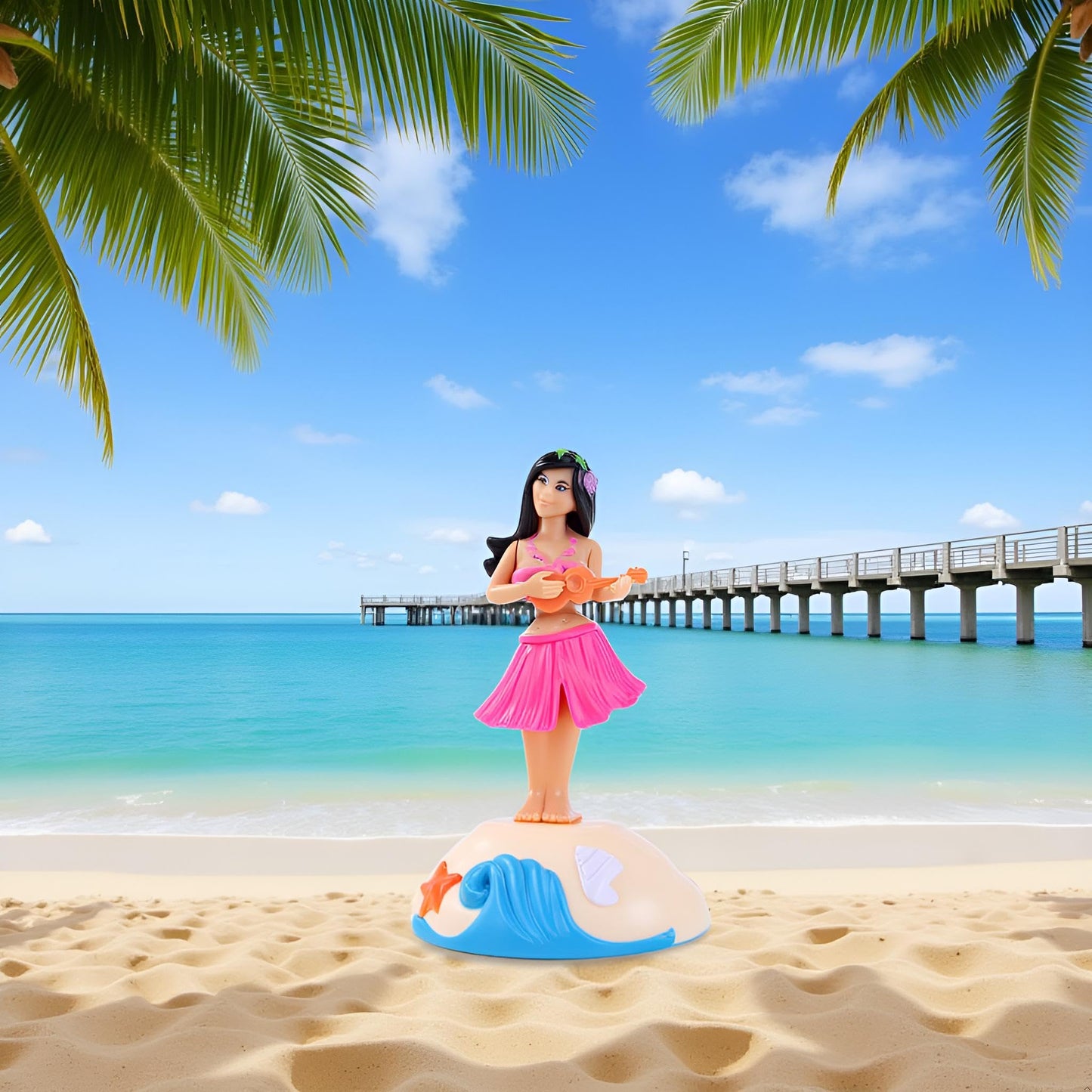 PurYupearl authentic USA imported solar powered hula girl product packaging