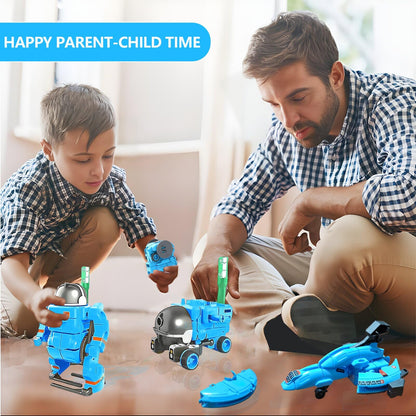 Hechify science building kit highlighting the high-quality child-safe ABS plastic components laid out next to the user manual.